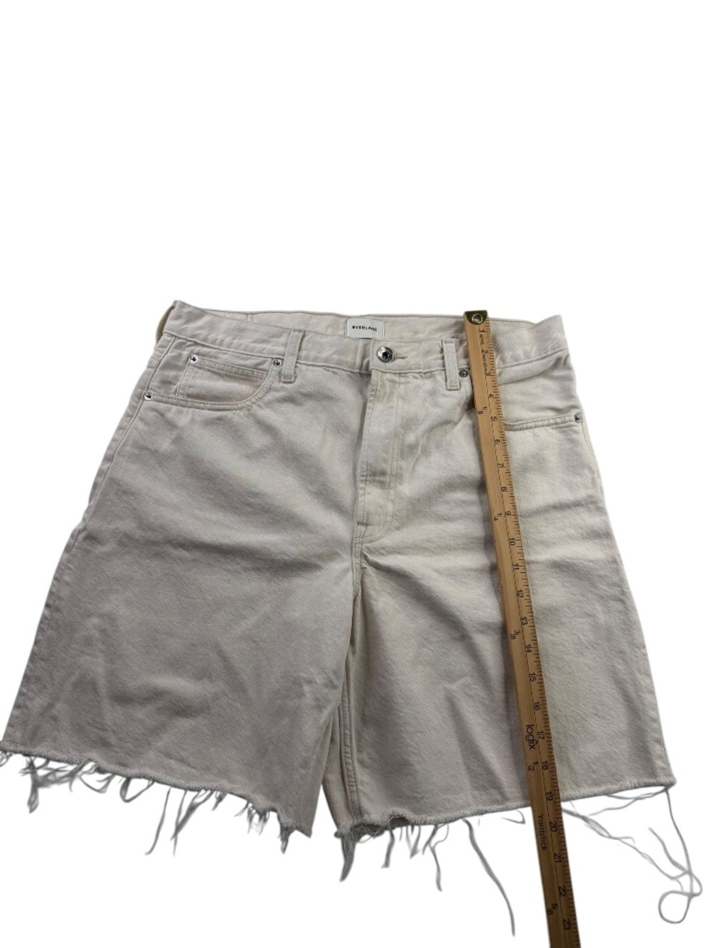 Everlane The OG Baggy Jean Shorts Frayed Hem Bone Sz 31R - Picture 11 of 12